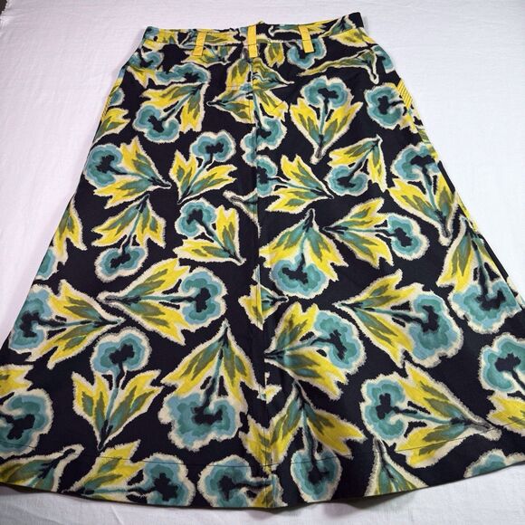Mon Petit Oiseau Anthropologie Skirt Sz S Black Yellow Blue Floral Cotton Unusua - Picture 9 of 12